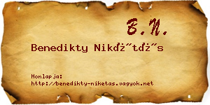 Benedikty Nikétás névjegykártya
